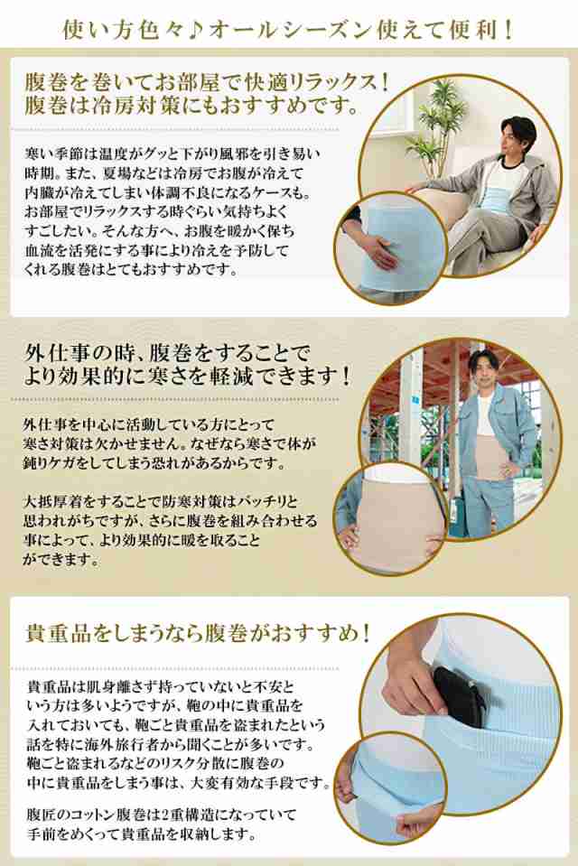 腹巻 メンズ 綿腹巻 二重タイプ M〜LL (大きいサイズ 綿 男性 紳士