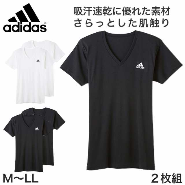 アディダス tシャツ メンズ Vネック 半袖 インナー 2枚組 M〜LL