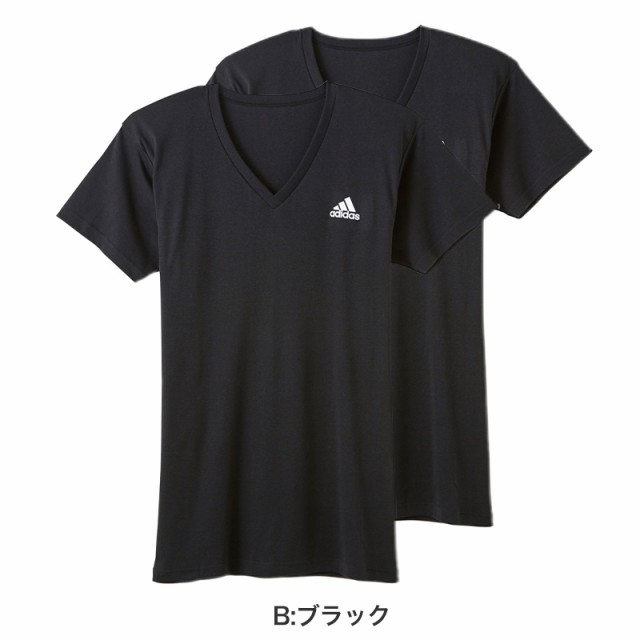 アディダス tシャツ メンズ Vネック 半袖 インナー 2枚組 M〜LL