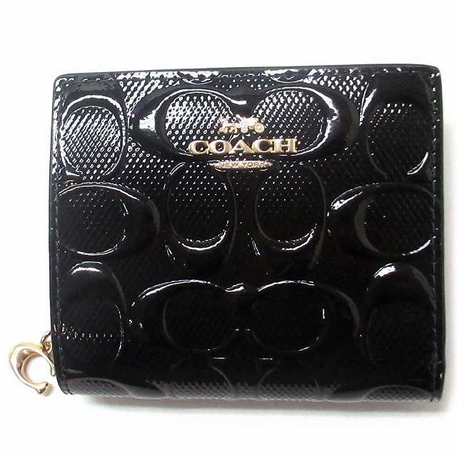 コーチ レザー財布 COACH アウトレット シグネチャー レザー スナップ ウォレット 二つ折り財布 CV415 IMBLK