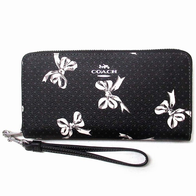 コーチ 財布 COACH アウトレット ロング ジップ アラウンド ウォレット・ボウ プリント リボン 長財布 CZ327 SVA47の通販は