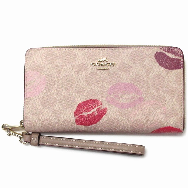 コーチ 財布 COACH アウトレット シグネチャー ロング ジップ アラウンド ウォレット リップ プリント 長財布 CZ955 IMSASの通販は
