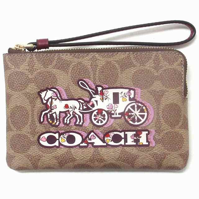 コーチ ポーチ COACH アウトレット シグネチャー PVC レザー コーナー ジップ リストレット CX589 IMXGY