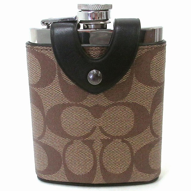 コーチ COACH アウトレット  水筒  キャンバス レザー シグネチャー ウイスキー ボトル ヒップフラスコ スキットル ウォーターボトル  CE786の通販は