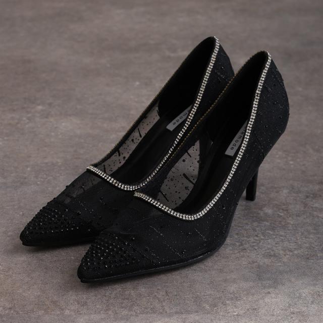 151241522 ラメ ストーン パンプス パーティーシューズ 靴 結婚式