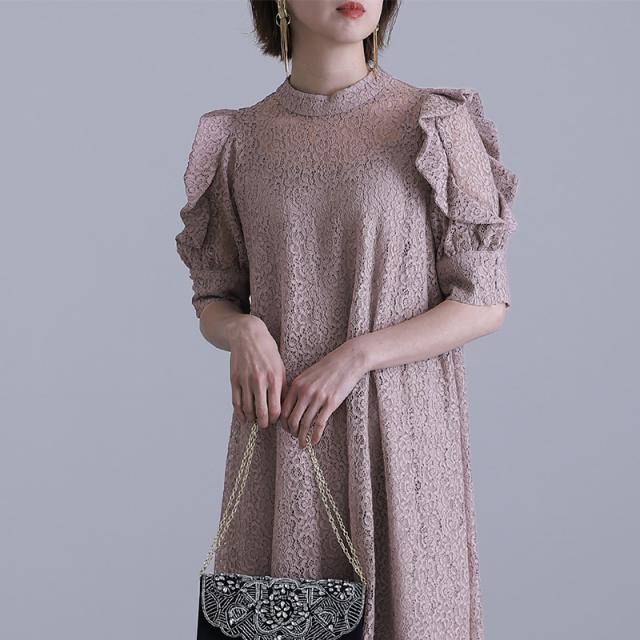 355222038 結婚式 ワンピース パーティードレス フォーマルドレス 大きいサイズ ドレス フォーマル お呼ばれ 体型カバー 小柄 上品 韓国 小さいサイズ 顔合わせ 20代 30代 40代 50代 上品 春 夏 秋 冬 服装 服 二次会 aライン 袖あり 袖付き 袖 五分袖 レース フリル 355222038 結婚式 ワンピース パーティードレス フォーマルドレス