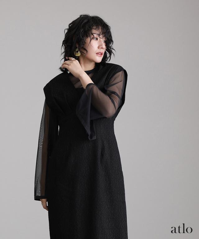 171241778 チュールインナー Vネックジレ ワンピース