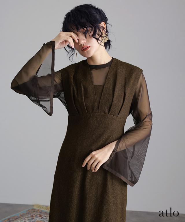 171241778 チュールインナー Vネックジレ ワンピース