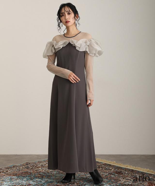 216241978 フリル フレア パーティードレス オケージョン ワンピース