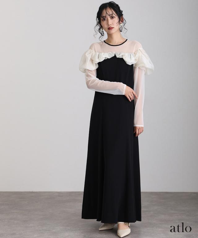 216241978 フリル フレア パーティードレス オケージョン