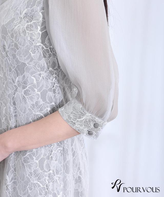 スパンコール カフスボタン パーティードレス 体型カバー ワンピース 結婚式 オケージョン 大きいサイズ 小柄 ドレス フォーマル フォーマルドレス 小さいサイズ お呼ばれ 上品 20代_12