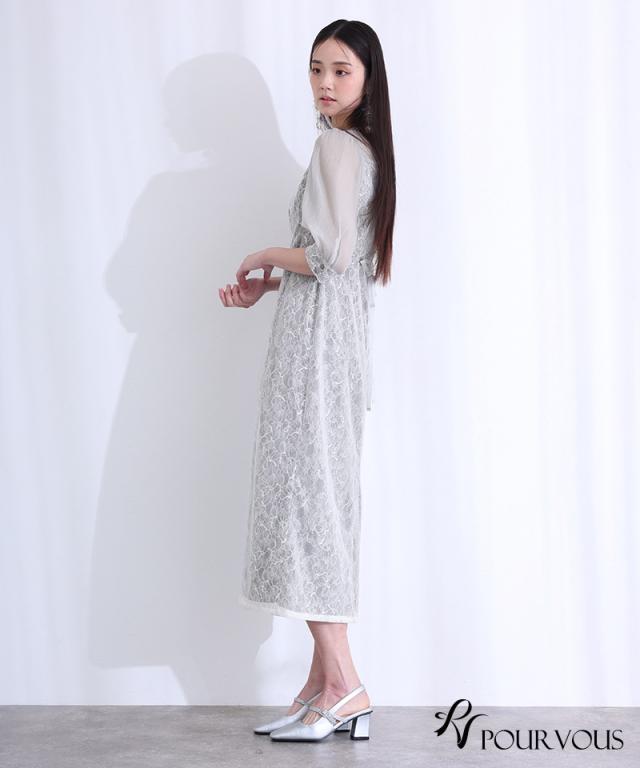 スパンコール カフスボタン パーティードレス 体型カバー ワンピース 結婚式 オケージョン 大きいサイズ 小柄 ドレス フォーマル フォーマルドレス 小さいサイズ お呼ばれ 上品 20代_8
