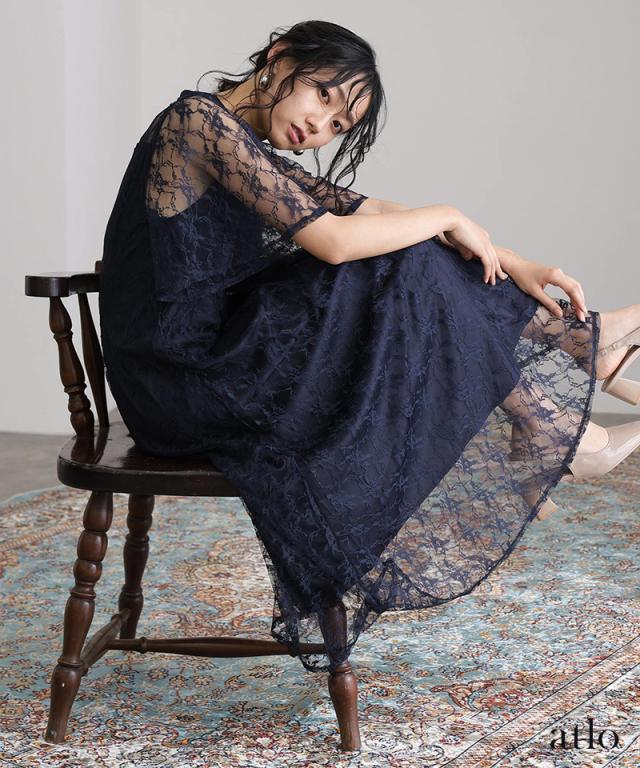 新品HERMES エルメスネイビーフォーマルカシュクールワンピース