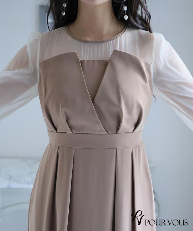 286242122 ビスチェ コクーン ワンピース パーティードレス 体型カバー