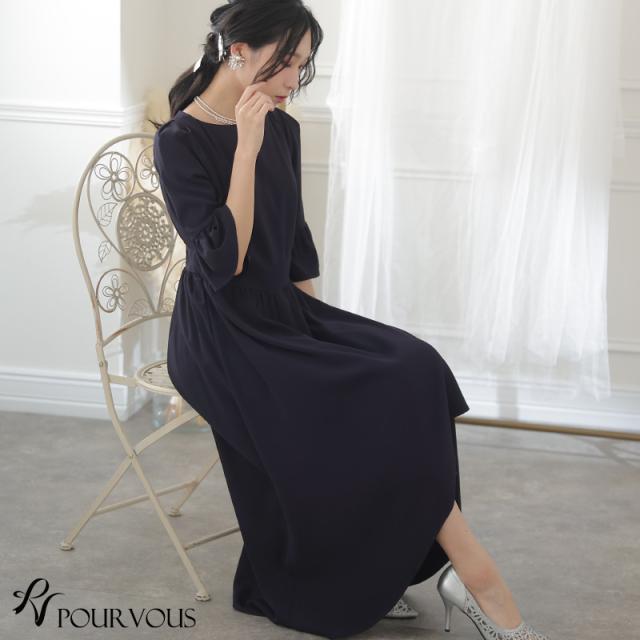 パーティードレス 結婚式 ワンピース ドレス フォーマルドレス 大きいサイズ 体型カバー 上品 フォーマル 小さいサイズ 小柄 お呼ばれ 顔合わせ 韓国 春 夏 秋 冬 20代 30代 40代 ミセス 150 袖付き 袖 長袖 七分袖 ロング丈 マキシ フレアスリーブ_9