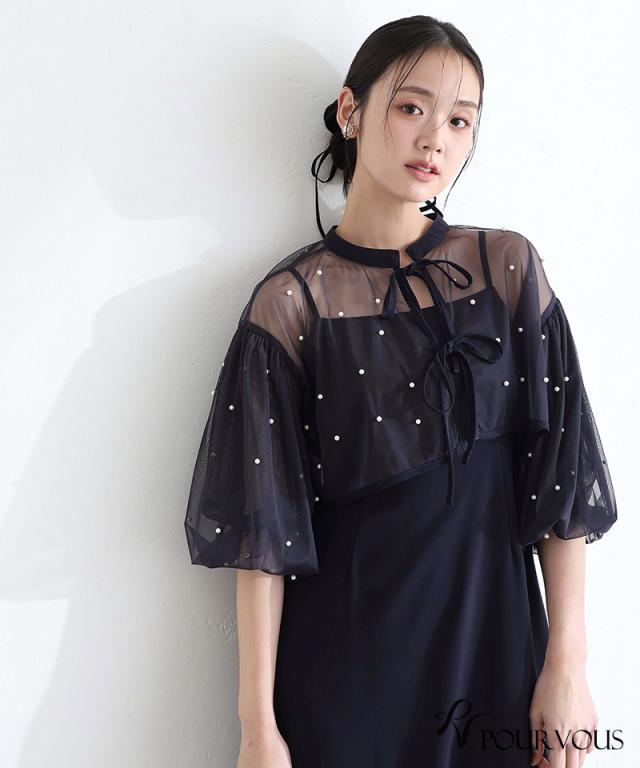 303251120 ボレロ キャミワンピース パーティードレス 体型カバー