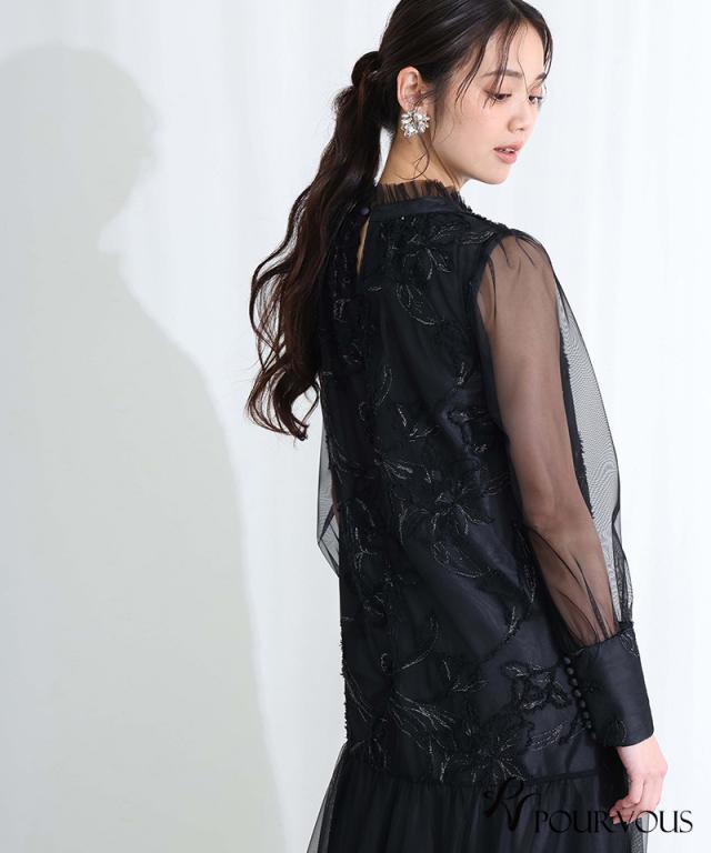 307251225 フェザー フラワーチュール ワンピース パーティー