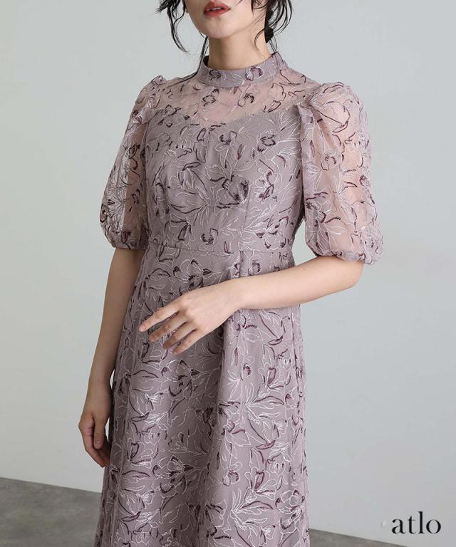 刺繍レース パフスリーブ ワンピース パーティードレス オケージョン 大きいサイズ 結婚式 ドレス かっこいい お呼ばれ オケージョンドレス フォーマル 体型カバー 10代 20代 30代_10