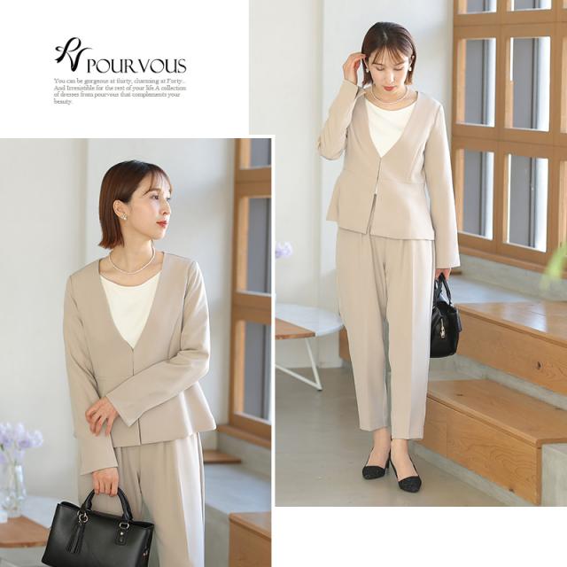 336222010 スーツ 卒業式 入学式 卒園式 入園式 フォーマル レディース 大きいサイズ ママ 母 セレモニー 母親 ママスーツ ビジネス レディースファッション 礼服 服装 上品 女性 きれいめ 2点セット セットアップ 2点 パンツ パンツスーツ セット ビジネススーツ ジャケットの通販は