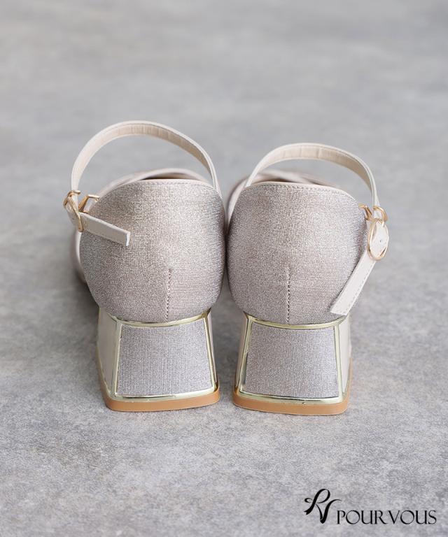 409251522 パンプス グリッター パーティーシューズ ストラップ 靴