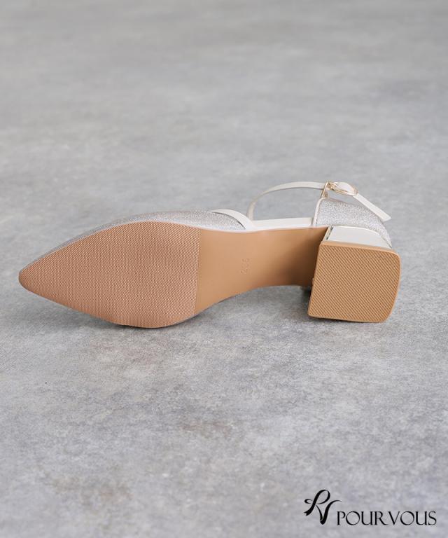 409251522 パンプス グリッター パーティーシューズ ストラップ 靴