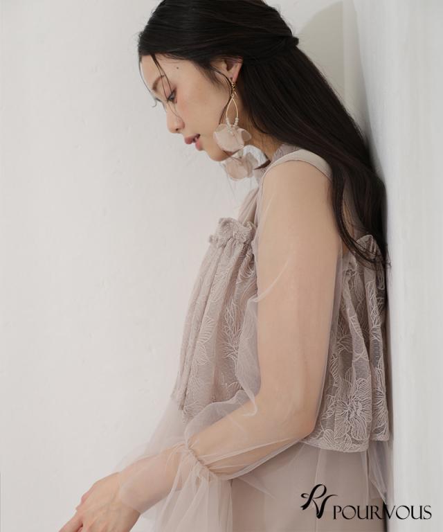 418251522 クラシカル シフォン レイヤード パーティードレス 結婚式