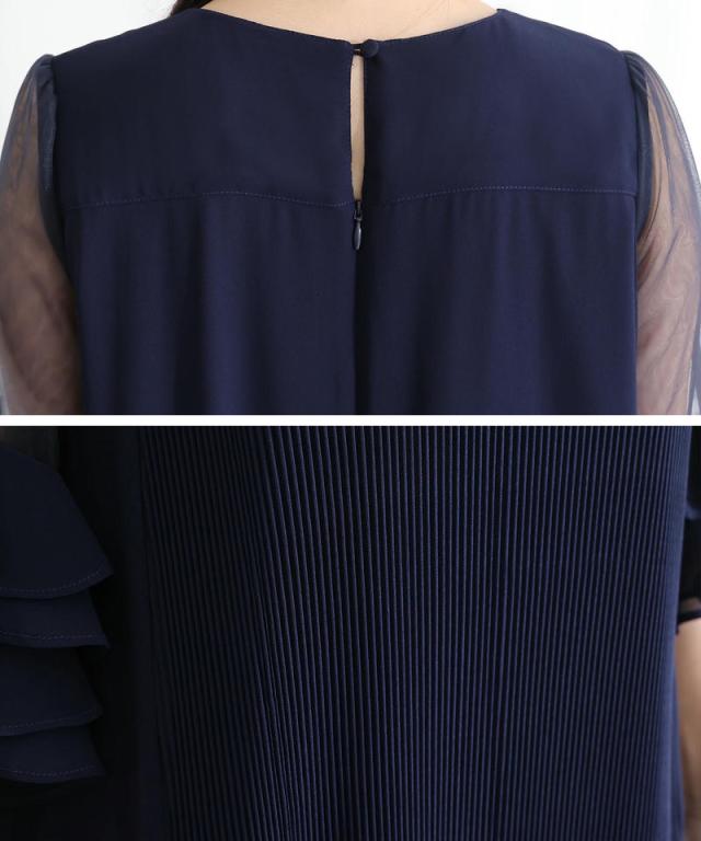 511252014 プリーツ スリーブ パーティードレス 結婚式 ワンピース