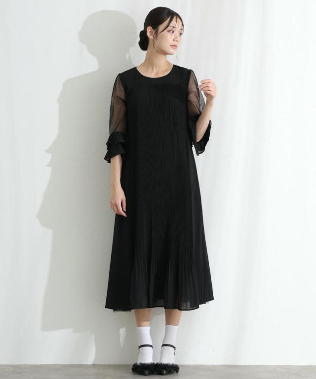 511252014 プリーツ スリーブ パーティードレス 結婚式 ワンピース