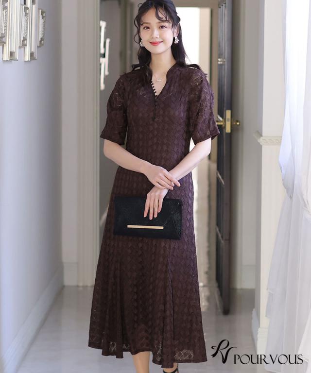 596231125 パーティードレス 結婚式 ワンピース ドレス フォーマルドレス 大きいサイズ 体型カバー 上品 フォーマル 小さいサイズ 小柄 お呼ばれ 顔合わせ 韓国 春 夏 秋 冬 20代 30代 40代 50代 ミセス 150 50代 袖あり 袖付き 袖 総レース レース キーネック 半袖 七分袖 596231125 パーティードレス 結婚式 ワンピース ドレス フォーマル