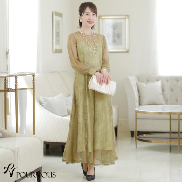 602211325 ドレス 結婚式 ワンピース パーティードレス フォーマルドレス お呼ばれ 服装 大きいサイズ フォーマル 大人 ミセス 服 上品 他と被らない 春 夏 秋 冬 20代30代40代 二次会 レディース 母 袖あり 袖付き 袖 総レース レース セット 2WAY レースガウン 羽織り アウの通販は