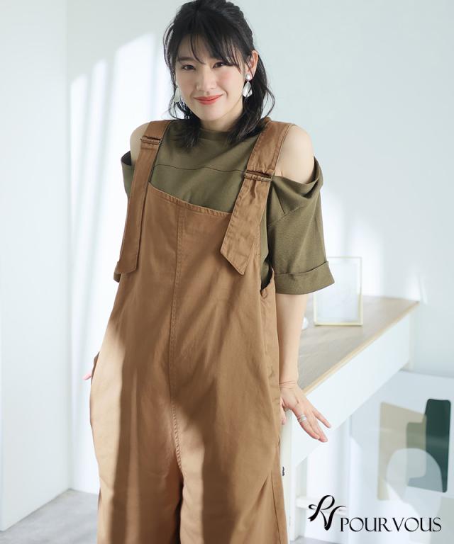 大人可愛い 大人かわいい きれいめ ボトムス おしゃれ 新作 大きいサイズ 上品 女の子 レディース オフィスカジュアル オフィス パンツ サロペット サスペンダー ロングパンツ ビッグシルエット ブラック ベージュ カーキ 10代 20代 30代 40代 デイリー 体型カバー_11
