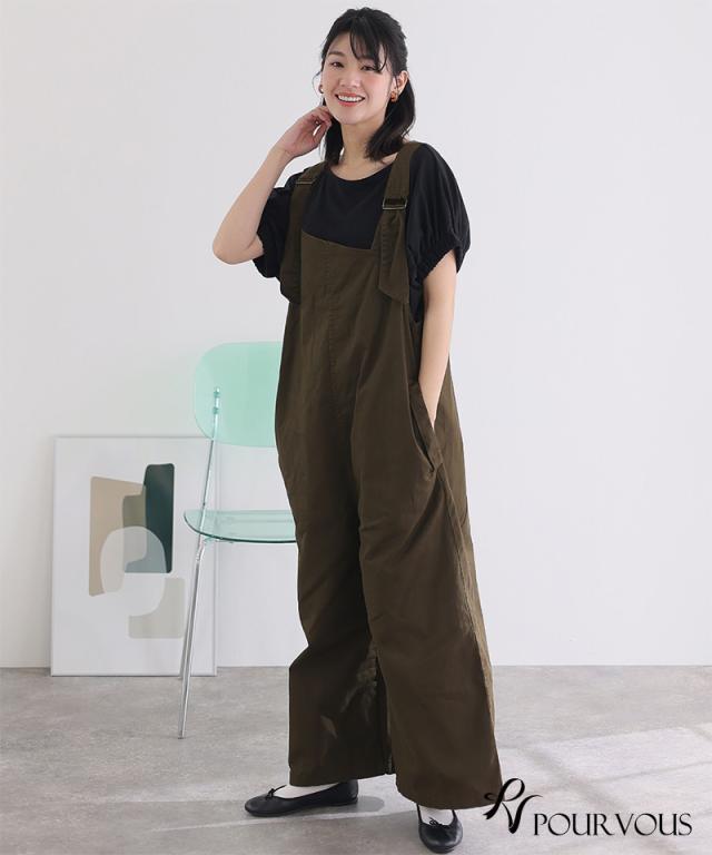 大人可愛い 大人かわいい きれいめ ボトムス おしゃれ 新作 大きいサイズ 上品 女の子 レディース オフィスカジュアル オフィス パンツ サロペット サスペンダー ロングパンツ ビッグシルエット ブラック ベージュ カーキ 10代 20代 30代 40代 デイリー 体型カバー_15