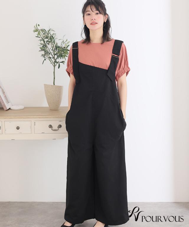 大人可愛い 大人かわいい きれいめ ボトムス おしゃれ 新作 大きいサイズ 上品 女の子 レディース オフィスカジュアル オフィス パンツ サロペット サスペンダー ロングパンツ ビッグシルエット ブラック ベージュ カーキ 10代 20代 30代 40代 デイリー 体型カバー_4