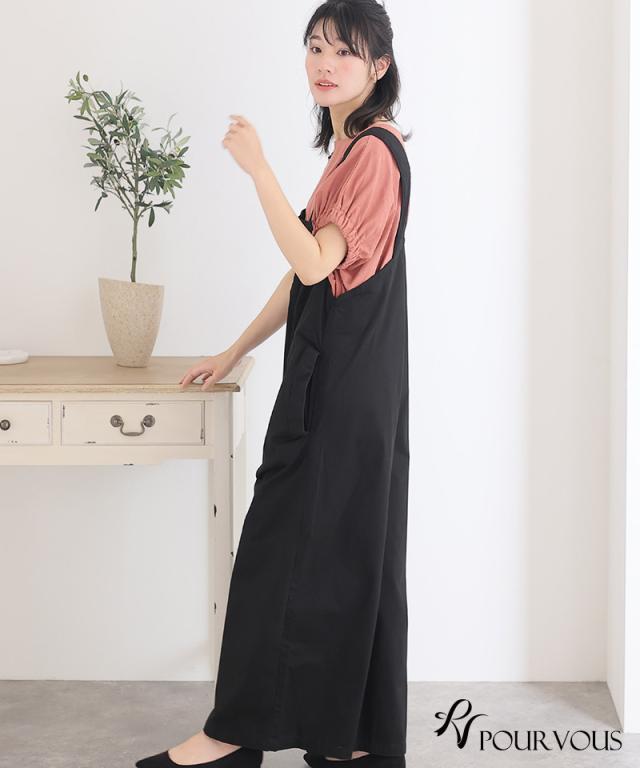 大人可愛い 大人かわいい きれいめ ボトムス おしゃれ 新作 大きいサイズ 上品 女の子 レディース オフィスカジュアル オフィス パンツ サロペット サスペンダー ロングパンツ ビッグシルエット ブラック ベージュ カーキ 10代 20代 30代 40代 デイリー 体型カバー_5