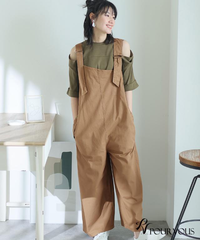 大人可愛い 大人かわいい きれいめ ボトムス おしゃれ 新作 大きいサイズ 上品 女の子 レディース オフィスカジュアル オフィス パンツ サロペット サスペンダー ロングパンツ ビッグシルエット ブラック ベージュ カーキ 10代 20代 30代 40代 デイリー 体型カバー_8