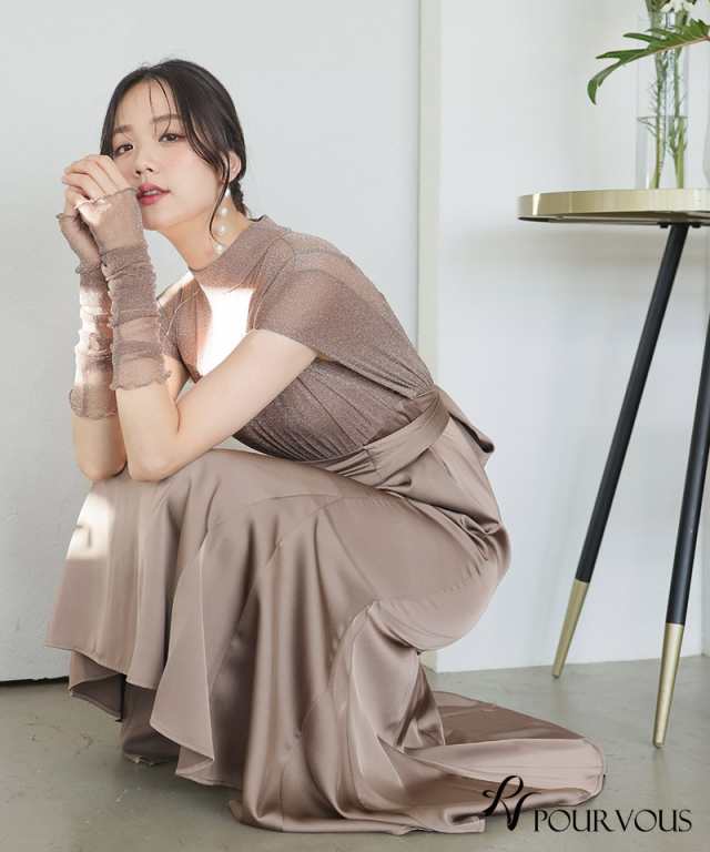 ワンピース結婚式人気ドレスフォーマル着やせひざ丈シンプル体系カバー韓国L黒　30