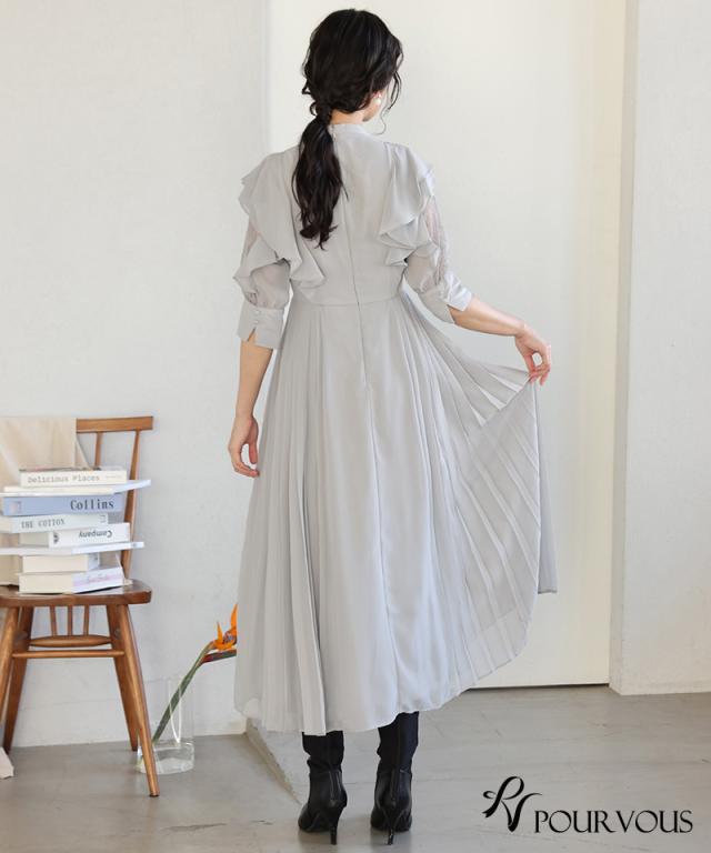体型カバー フォーマルドレス ワンピース 結婚式 大きいサイズ 小さいサイズ 小柄 パーティードレス 韓国 20代 30代 40代 50代 ドレス フォーマル 上品 お呼ばれ 顔合わせ 春 夏 秋 冬 ミセス 低身長 着痩せ 150cm おしゃれ 即日発送 袖あり 総レース レース_10