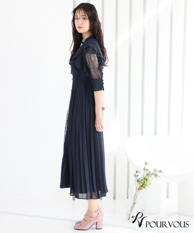 体型カバー フォーマルドレス ワンピース 結婚式 大きいサイズ 小さいサイズ 小柄 パーティードレス 韓国 20代 30代 40代 50代 ドレス フォーマル 上品 お呼ばれ 顔合わせ 春 夏 秋 冬 ミセス 低身長 着痩せ 150cm おしゃれ 即日発送 袖あり 総レース レース_5