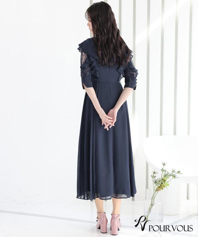 体型カバー フォーマルドレス ワンピース 結婚式 大きいサイズ 小さいサイズ 小柄 パーティードレス 韓国 20代 30代 40代 50代 ドレス フォーマル 上品 お呼ばれ 顔合わせ 春 夏 秋 冬 ミセス 低身長 着痩せ 150cm おしゃれ 即日発送 袖あり 総レース レース_6