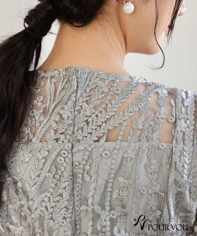 体型カバー フォーマルドレス ワンピース 結婚式 大きいサイズ 小さいサイズ 小柄 パーティードレス 韓国 20代 30代 40代 50代 ドレス フォーマル 上品 お呼ばれ 顔合わせ 春 夏 秋 冬 ミセス 低身長 着痩せ 150cm おしゃれ 即日発送 袖あり ミモレ丈 刺繍レース_18