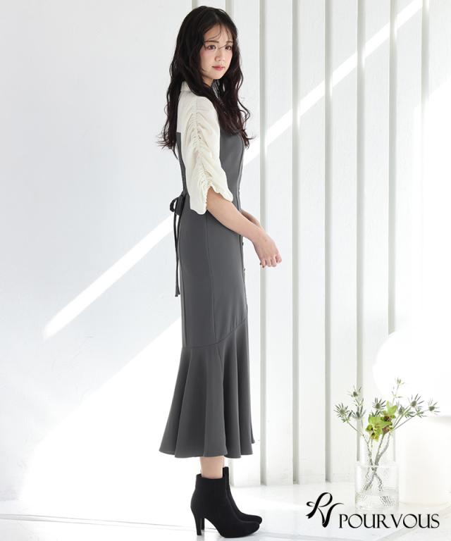 体型カバー フォーマルドレス ワンピース 結婚式 小さいサイズ 大きいサイズ 小柄 ドレス 韓国 フォーマル 上品 20代 30代 40代 50代 お呼ばれ 顔合わせ パーティードレス 春 夏 秋 冬 服装 服 二次会 50代 aライン 母親 袖あり ミモレ丈 ミディアム丈 膝下_5