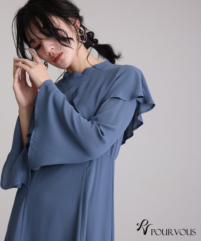 体型カバー フォーマルドレス ワンピース 結婚式 大きいサイズ 小さいサイズ パーティードレス 韓国 20代 30代 40代 50代 ドレス フォーマル 上品 お呼ばれ 顔合わせ 春 夏 秋 冬 かっこいい 低身長 着痩せ 150cm おしゃれ 袖あり ロング丈 マキシ ケープ襟_9