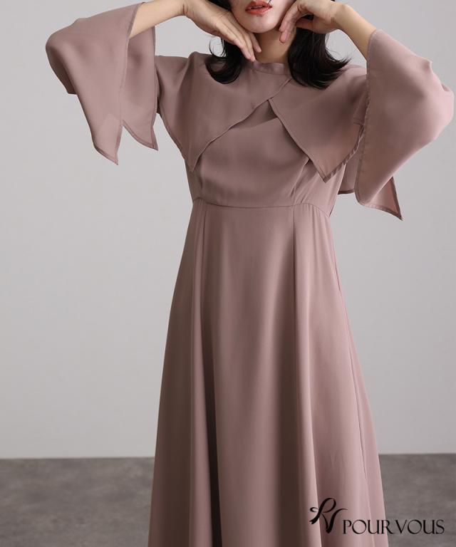 体型カバー フォーマルドレス ワンピース 結婚式 大きいサイズ 小さいサイズ パーティードレス 韓国 20代 30代 40代 50代 ドレス フォーマル 上品 お呼ばれ 顔合わせ 春 夏 秋 冬 かっこいい 低身長 着痩せ 150cm おしゃれ 袖あり ロング丈 マキシ ケープ襟_15