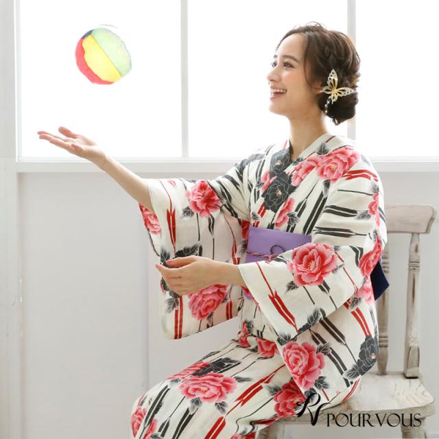 浴衣 ビー玉 柄 エメラルドグリーン レッド 幾何学