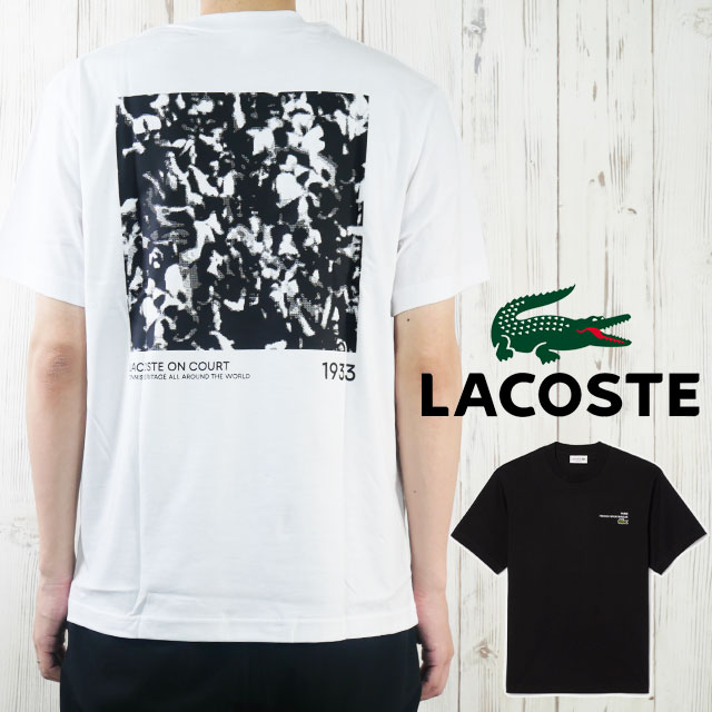 メール便送料無料 Tシャツ 半袖 メンズ SS 春夏 新作 夏新作 秋新作 人気 流行 定番 2025 ラコステ LACOSTE TH9880 オーディエンスバックプリントティーシャツ 丸首 ロゴ 刺繍 プリント キレイめ シンプル ワニ 鰐 バックプリント 綿100％ 白 黒