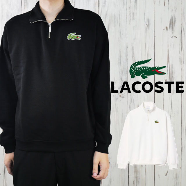 送料無料 トレーナー メンズ FW 秋冬 新作 秋新作 冬新作 人気 流行 定番 2024 SH2748-10 トップス ハーフジップ スタンドカラー スウェット レディース上着 プルオーバー 鰐 シンプル ワンポイント 刺繍 白 黒