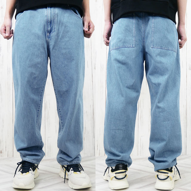 送料無料 長ズボン メンズ SS 春夏 新作 春新作 夏新作 人気 流行 定番 2024 HH002 11.5oz ワイドデニムパンツ ジーンズ ワイドパンツ ボトムス ジーパン ロングパンツ 厚手 カジュアル セットアップ可能 ロゴ ライトブルー インディゴブルー