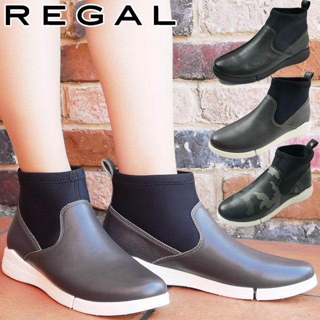 送料無料 レディース ショートブーツ スリッポン ハイカット リーガル Regal F97l スニーカーブーツ 革靴 ローヒール 黒 ブラック グレーの通販はau Pay マーケット シューマートワールド