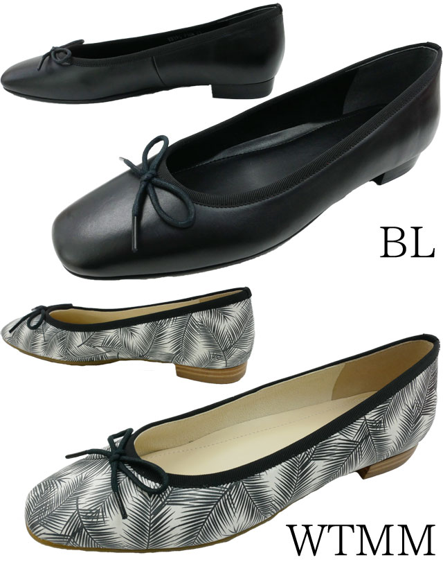 送料無料 レディース パンプス フラットシューズ 人気 流行 REGAL 25.5cm 26cm F16M リーガル 大きいサイズ バレエシューズ カラーパンプス リボン付き 靴 ブラック 黒 ホワイト 白 ボタニカル柄 オレンジ