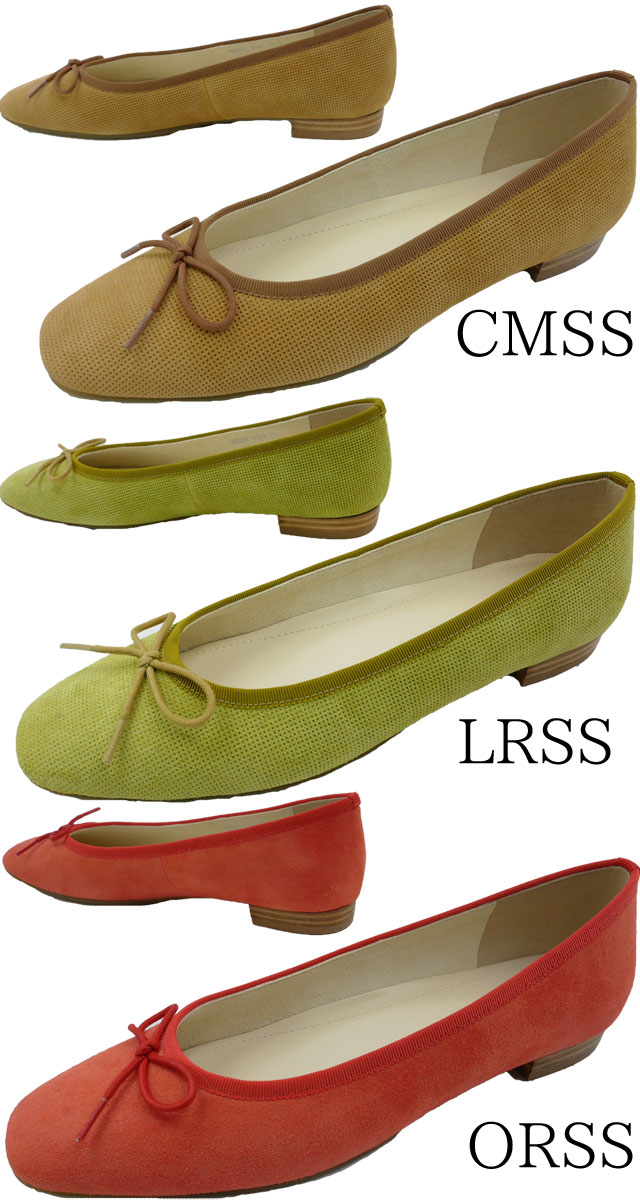 送料無料 レディース パンプス フラットシューズ 人気 流行 REGAL 25.5cm 26cm F16M リーガル 大きいサイズ バレエシューズ カラーパンプス リボン付き 靴 ブラック 黒 ホワイト 白 ボタニカル柄 オレンジ